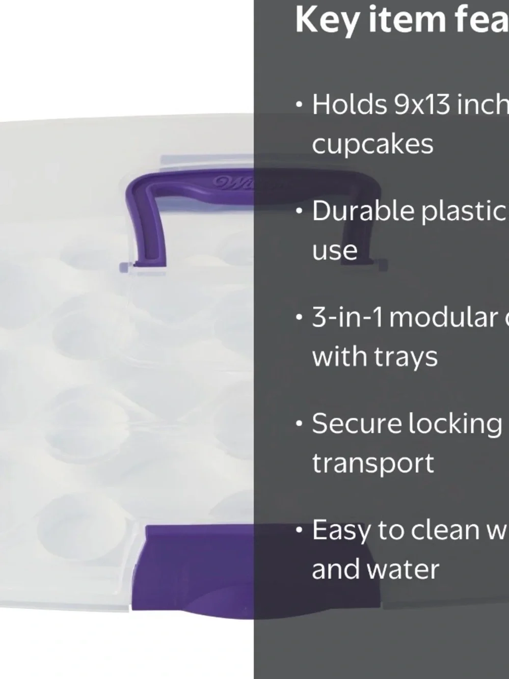 Wilton White and Clear Cupcake & Cake Storage Carrier with Purple Handle
